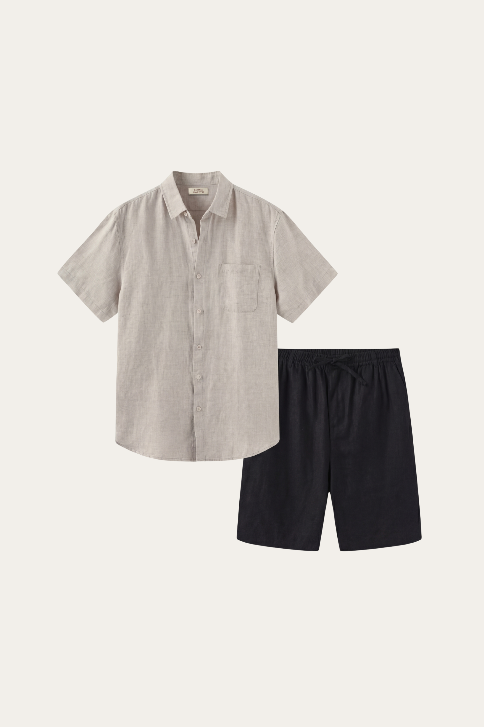 Camicia e Pantaloncini in Lino Verona Beige/Nero