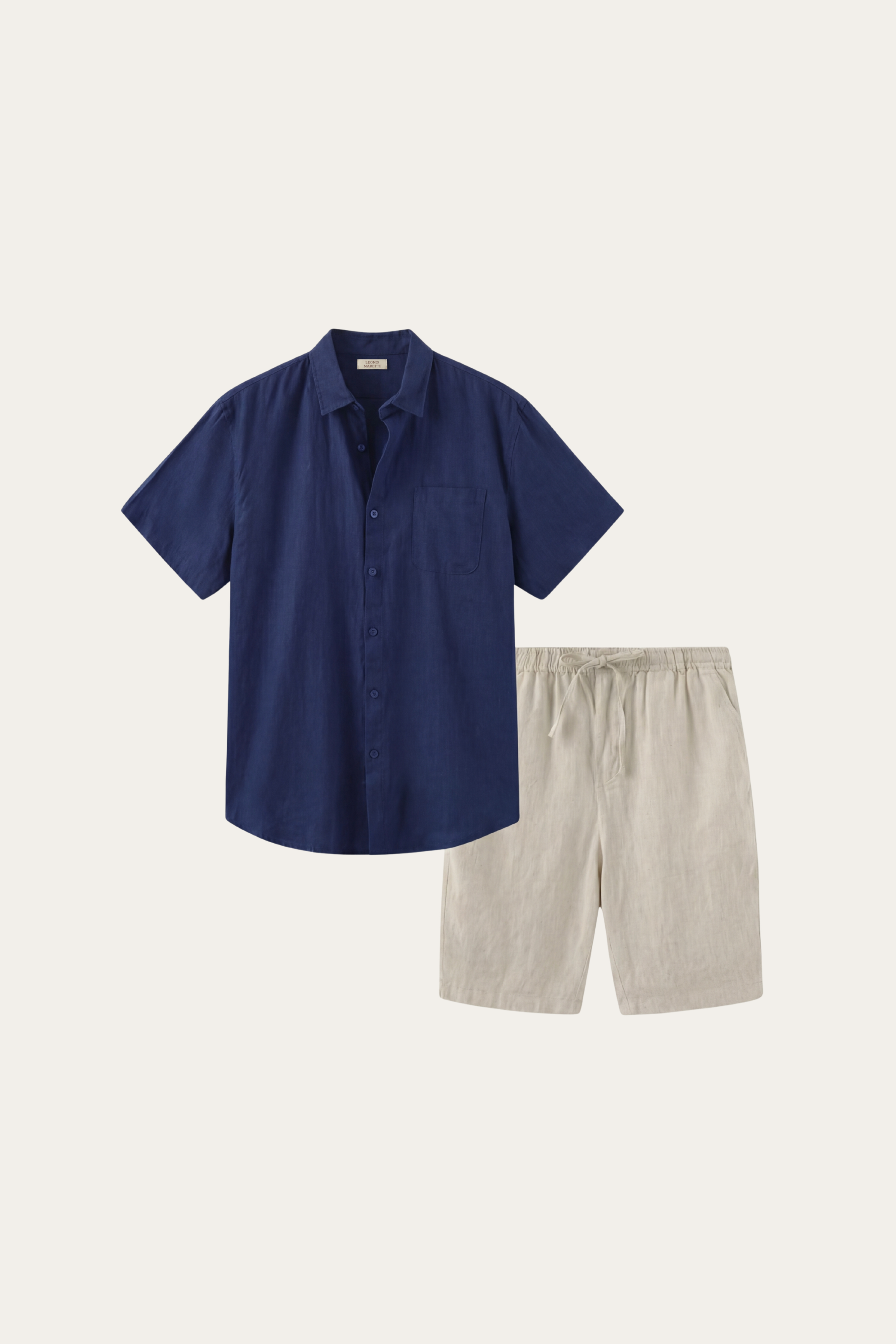 Camicia e pantaloncini in lino Verona Navy/Beige