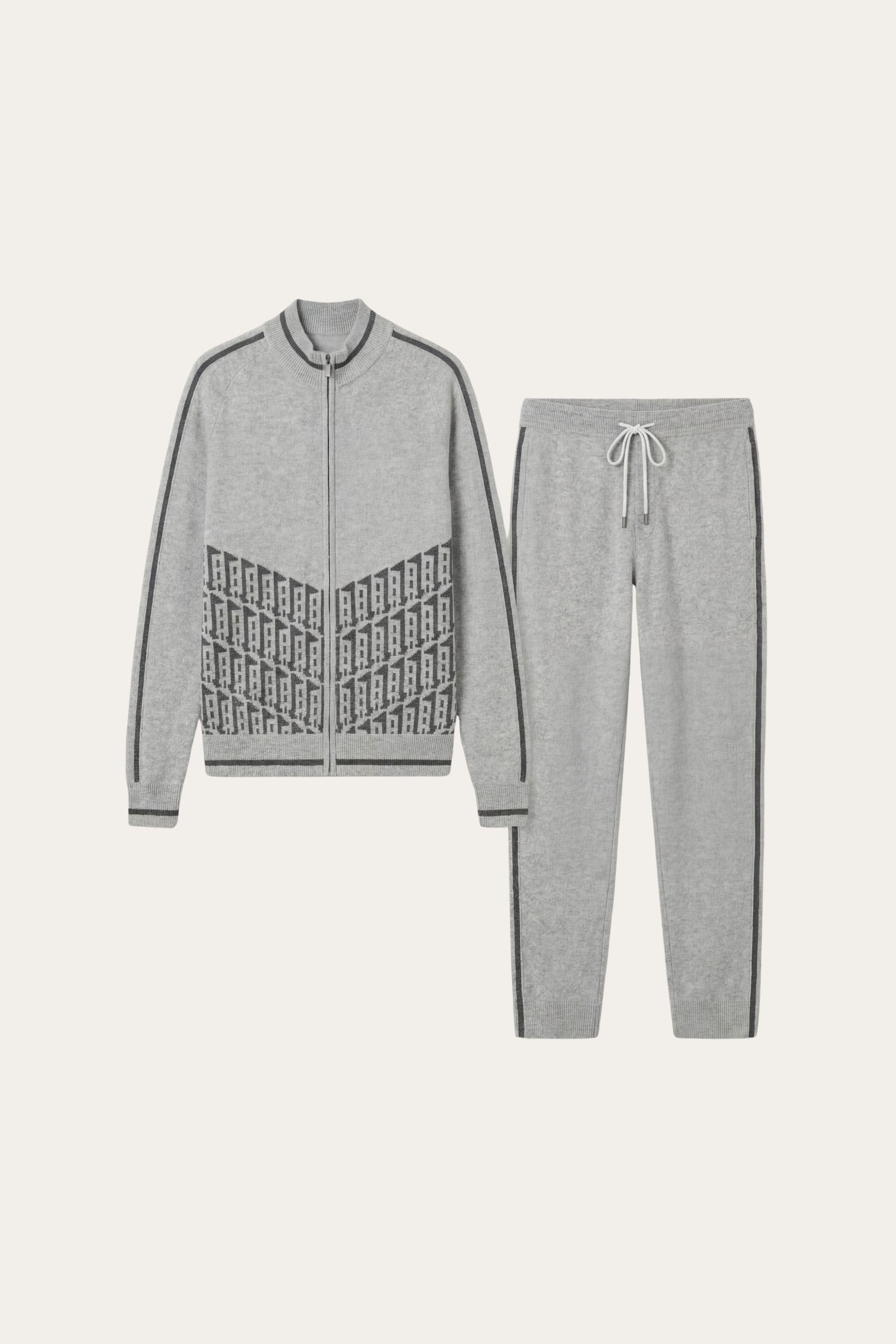 Enzo Cashmere Full-Zip Set Grey