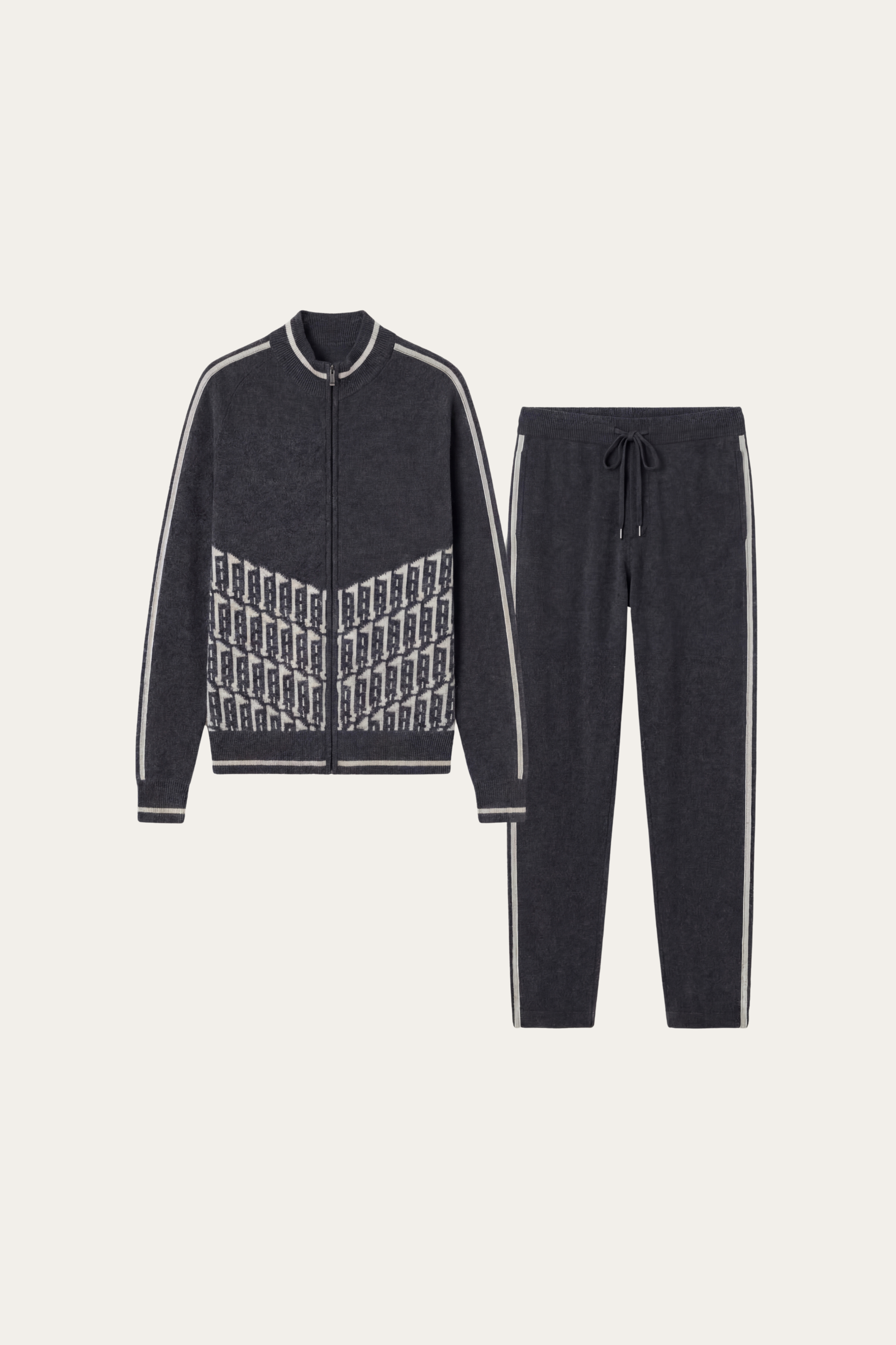 Enzo Cashmere Full-Zip Set Dark Grey