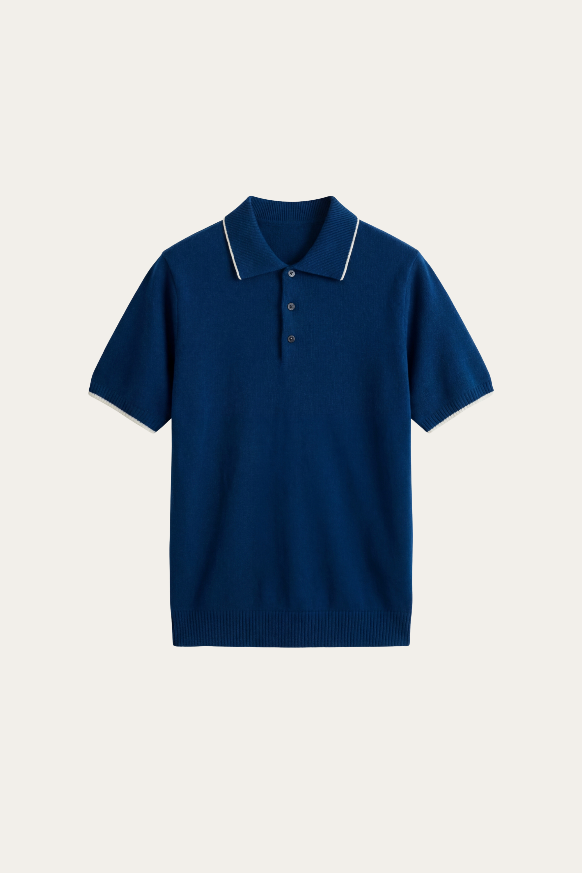 Polo Morino in Maglia Merino Blu Scuro