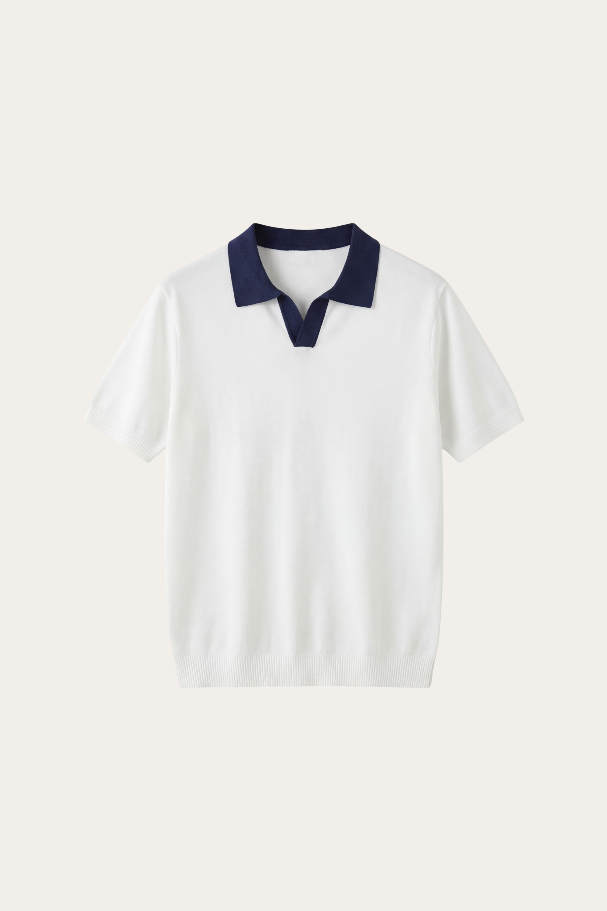 Asti Lapel Knit Polo White