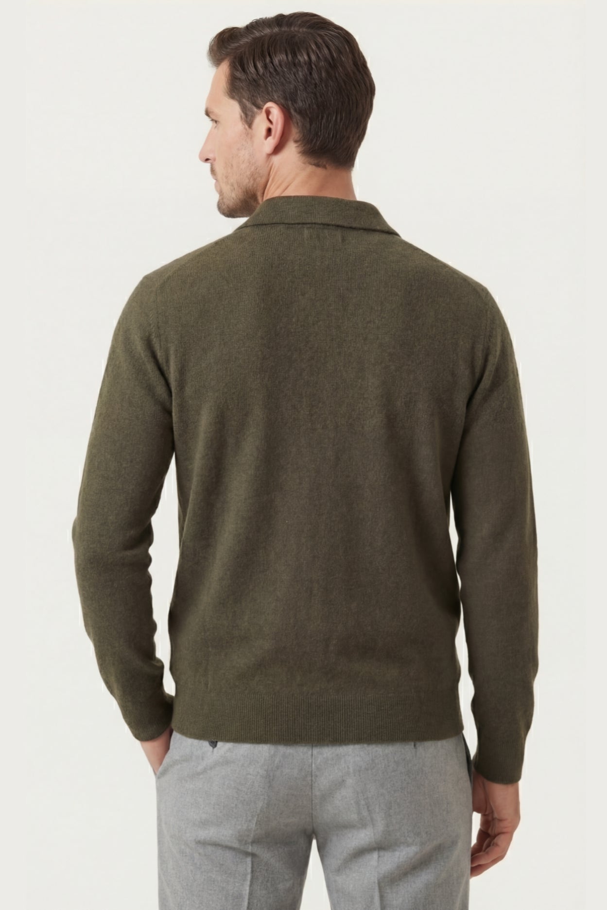 Cardigan Orvello in lana con doppia zip verde militare