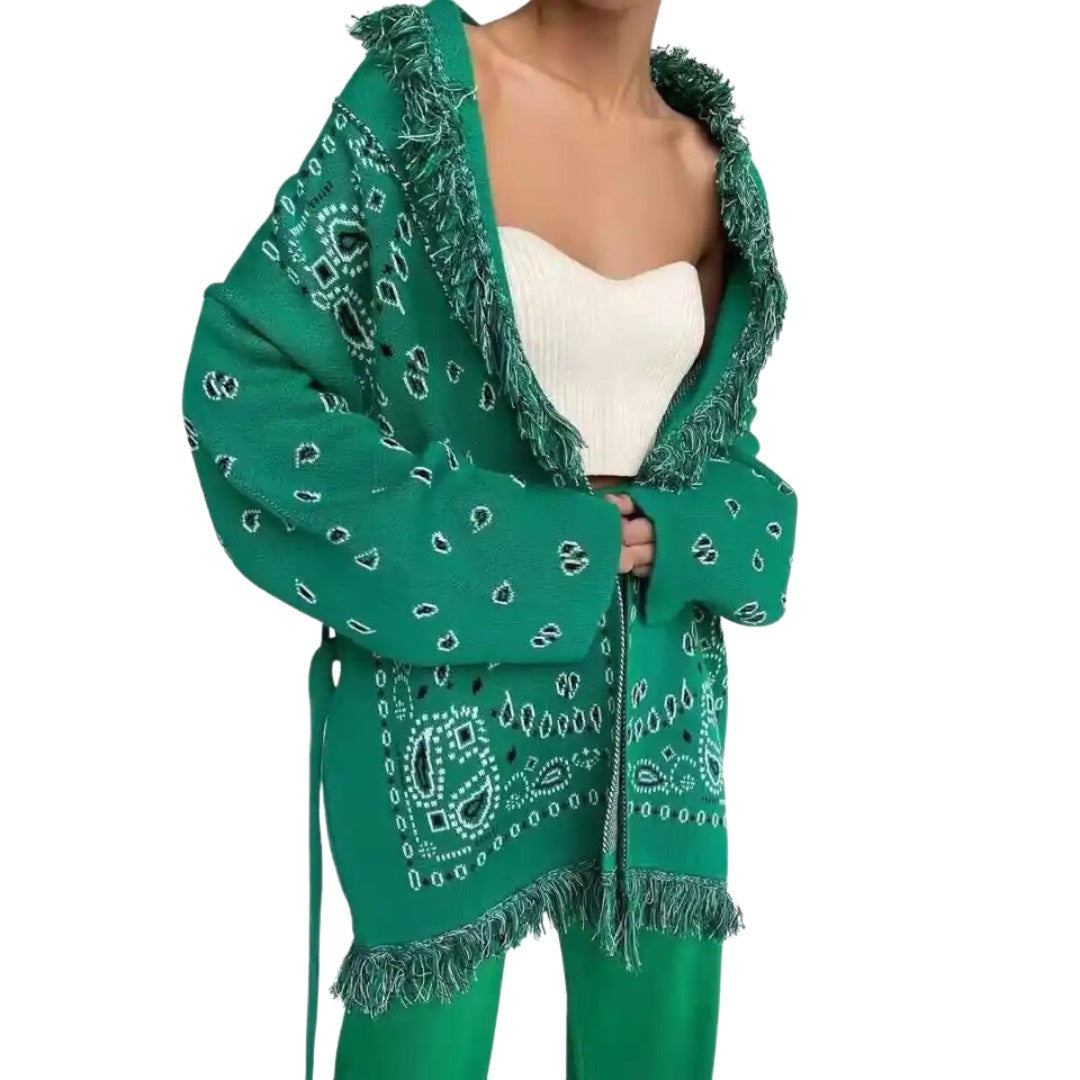CARDIGAN GRÜNES BANDANA