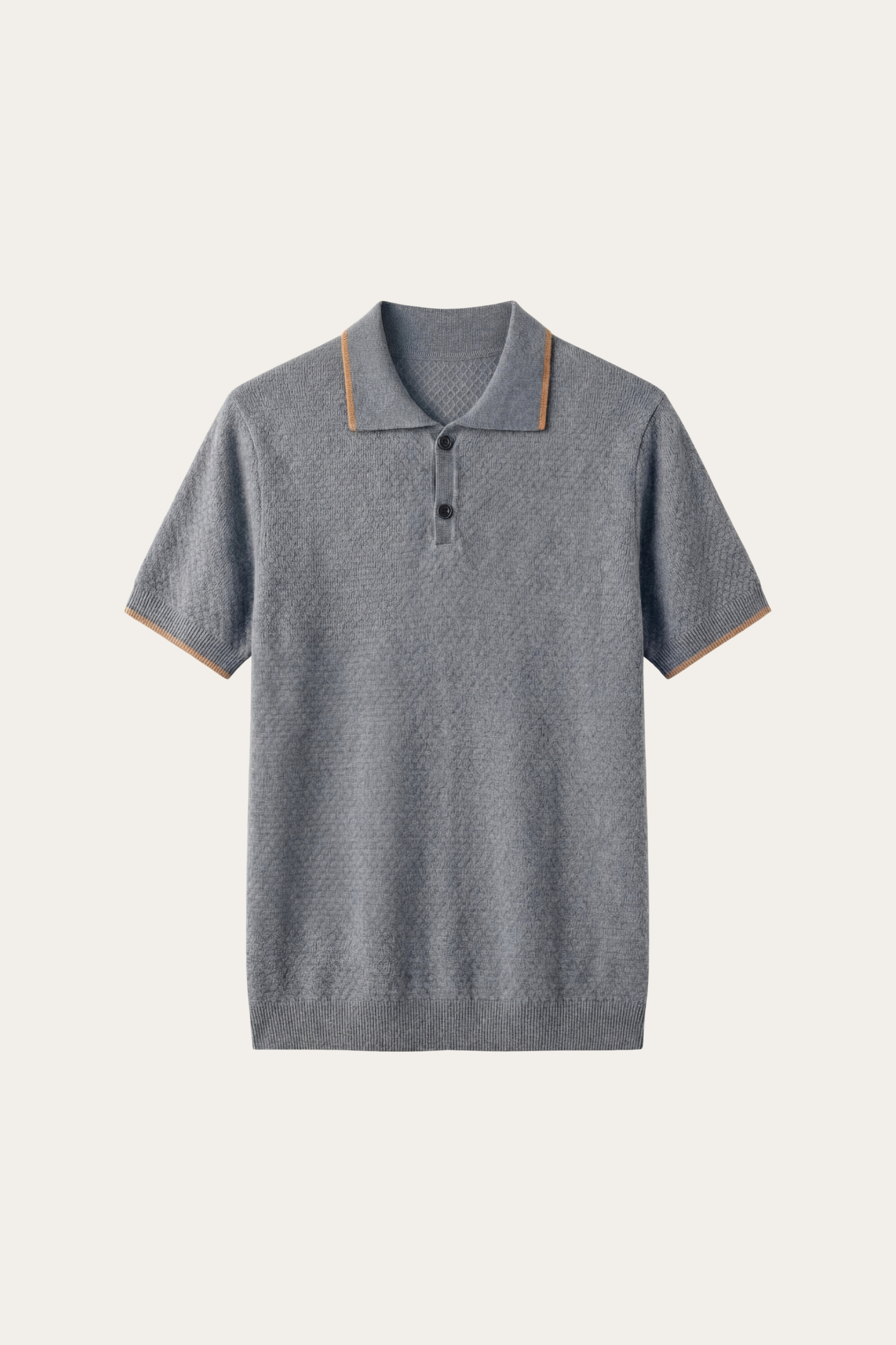 Prato Polo in maglia cashmere blu cenere