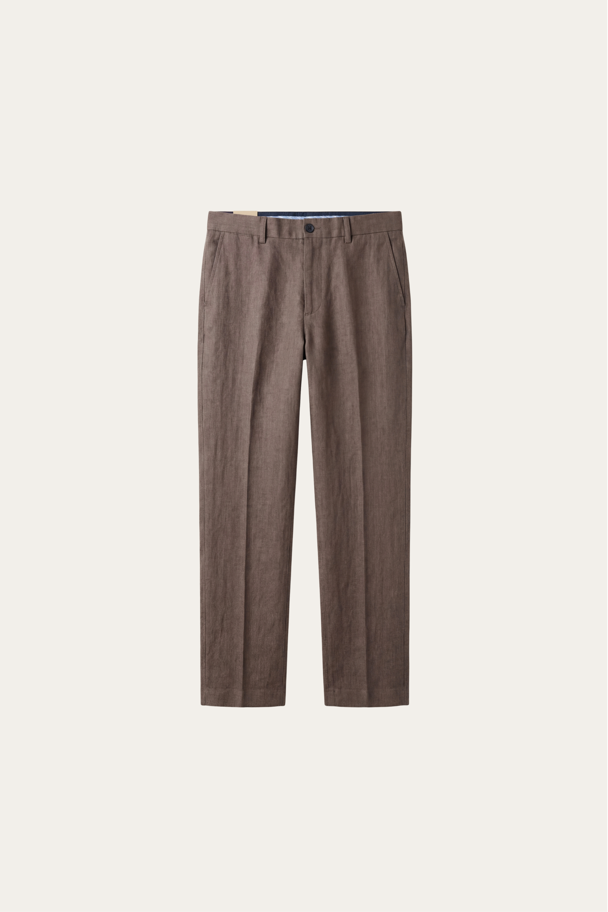 Pantaloni dritti in lino Cortona color tortora