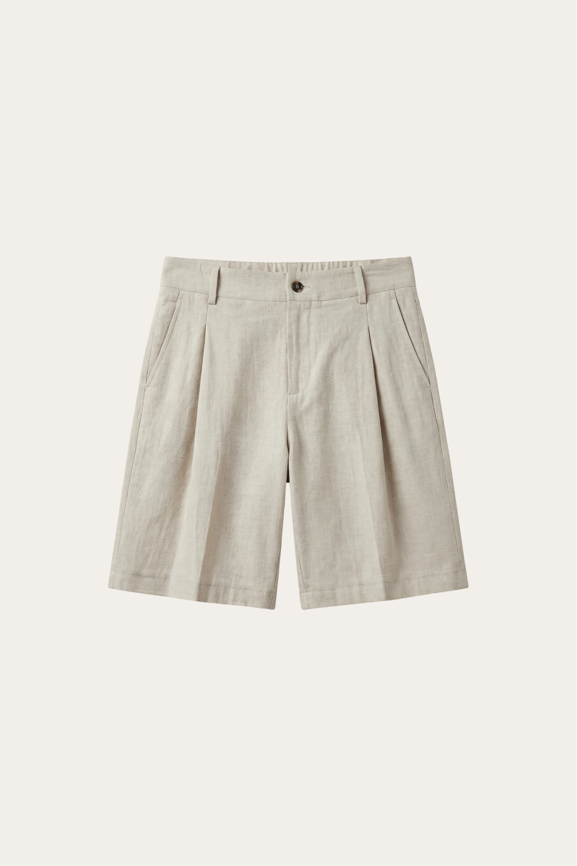 Shorts Orvieto in lino plissettato beige chiaro