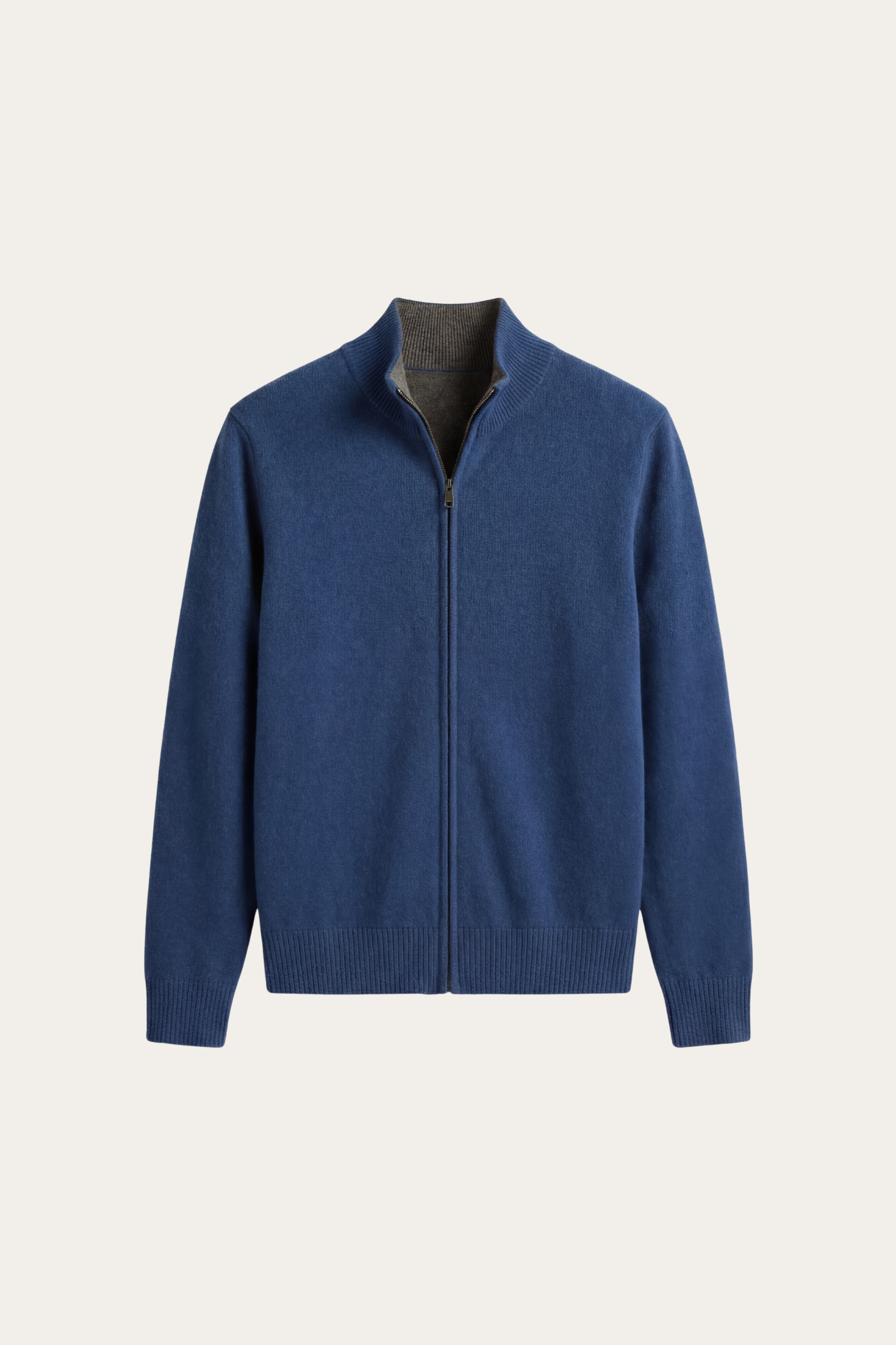Maglia in cashmere reversibile con zip Marciello blu navy e grigio